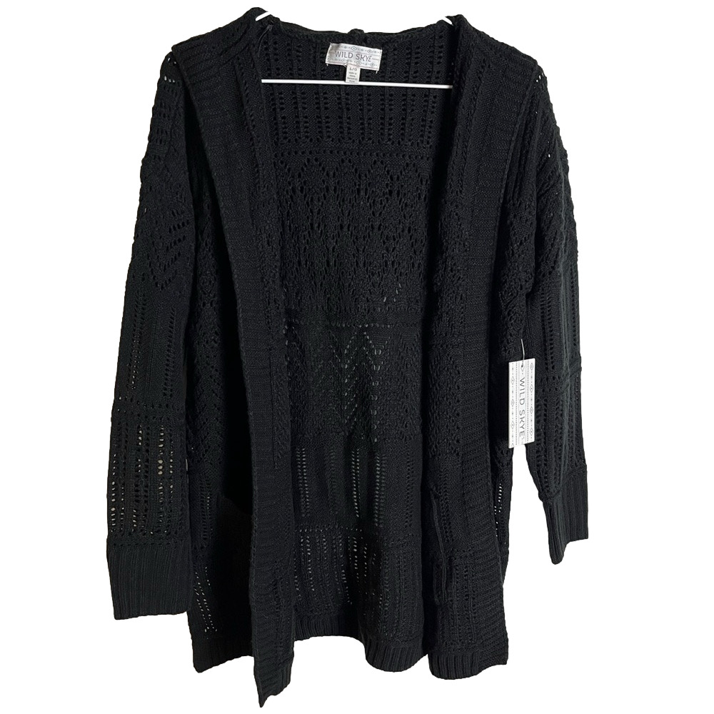 Wild Skye Womens Cardigan Hoodie L Open Knit Boho Whimsigoth Witchy NWT Grunge